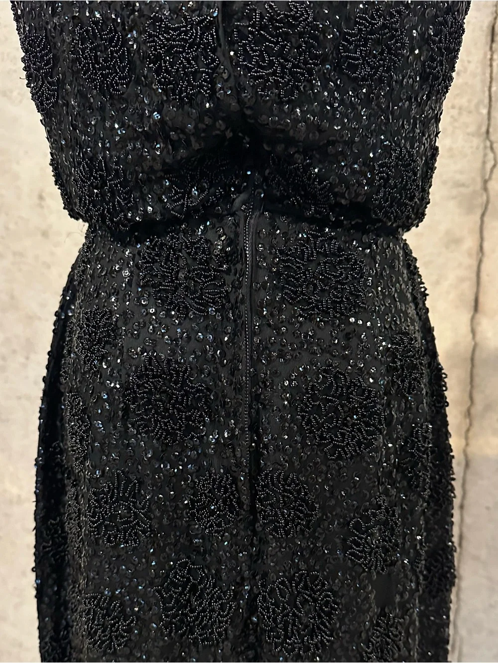 Vintage Black Beaded Cocktail Dress Old Hollywood Glam 70s 80s Luxury Size XS - Picture 7 of 8